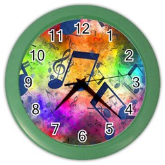 Music Texture, Grunge Music Background Color Wall Clock by kyorashop23