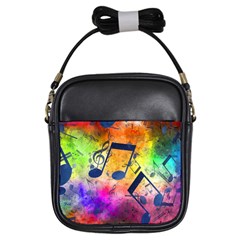 Music Texture, Grunge Music Background Girls Sling Bag by kyorashop23