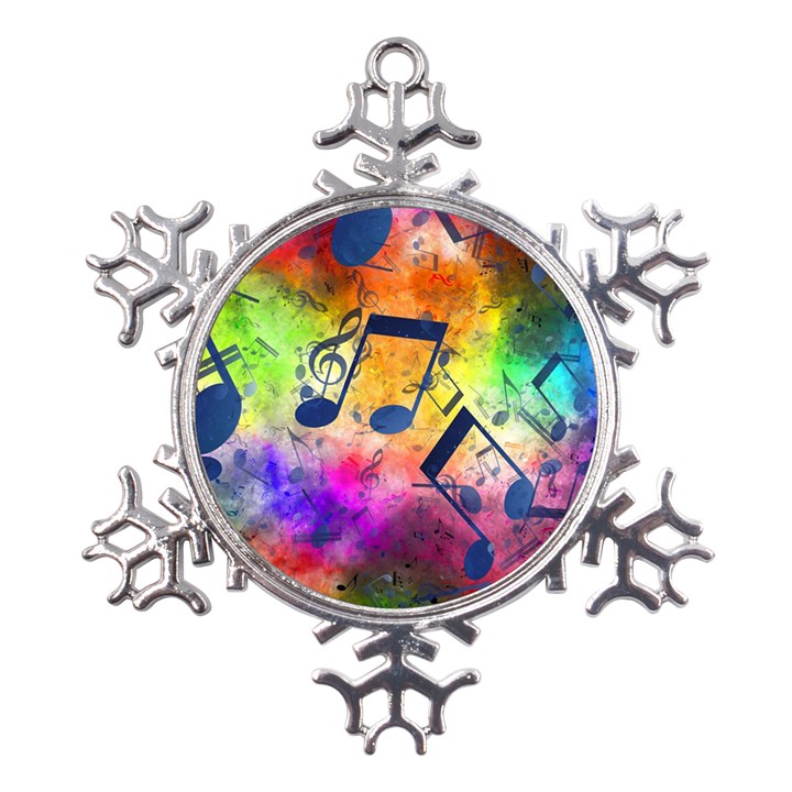 Music Texture, Grunge Music Background Metal Large Snowflake Ornament