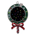 Numbers, Math, Keyboard Metal X Mas Lollipop with Crystal Ornament Front