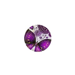 Purple Butterflies, Abstract, Floral, Flowers 1  Mini Buttons by kyorashop23