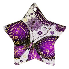 Purple Butterflies, Abstract, Floral, Flowers Ornament (star) by kyorashop23