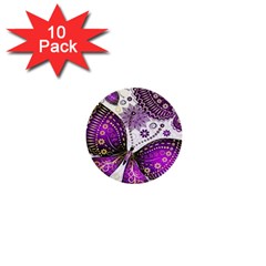 Purple Butterflies, Abstract, Floral, Flowers 1  Mini Buttons (10 Pack)  by kyorashop23