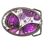 Purple Butterflies, Abstract, Floral, Flowers Belt Buckles Front