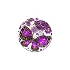 Purple Butterflies, Abstract, Floral, Flowers Golf Ball Marker by kyorashop23