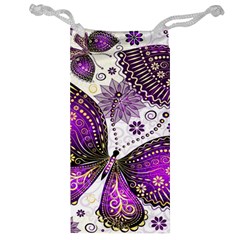 Purple Butterflies, Abstract, Floral, Flowers Jewelry Bag