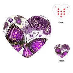 Purple Butterflies, Abstract, Floral, Flowers Playing Cards Single Design (heart)