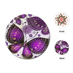 Purple Butterflies, Abstract, Floral, Flowers Playing Cards Single Design (round)