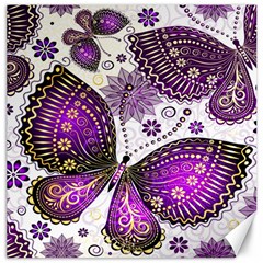 Purple Butterflies, Abstract, Floral, Flowers Canvas 12  X 12  by kyorashop23