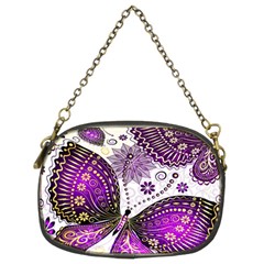 Purple Butterflies, Abstract, Floral, Flowers Chain Purse (two Sides) by kyorashop23