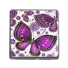 Purple Butterflies, Abstract, Floral, Flowers Memory Card Reader (square 5 Slot) by kyorashop23