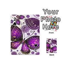 Purple Butterflies, Abstract, Floral, Flowers Playing Cards 54 Designs (mini)