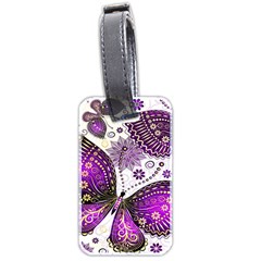 Purple Butterflies, Abstract, Floral, Flowers Luggage Tag (two Sides) by kyorashop23