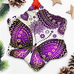 Purple Butterflies, Abstract, Floral, Flowers Ornament (snowflake)