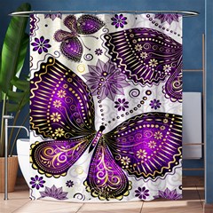 Purple Butterflies, Abstract, Floral, Flowers Shower Curtain 60  X 72  (medium)  by kyorashop23