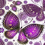 Purple Butterflies, Abstract, Floral, Flowers Play Mat (Square) Front