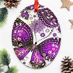 Purple Butterflies, Abstract, Floral, Flowers Ornament (oval Filigree) by kyorashop23