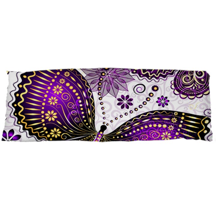 Purple Butterflies, Abstract, Floral, Flowers Body Pillow Case Dakimakura (Two Sides)