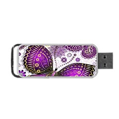 Purple Butterflies, Abstract, Floral, Flowers Portable Usb Flash (one Side) by kyorashop23