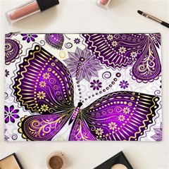 Purple Butterflies, Abstract, Floral, Flowers Cosmetic Bag (xxl) by kyorashop23