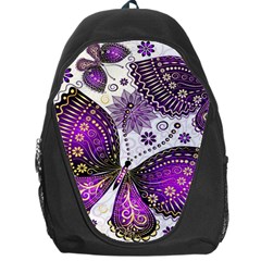 Purple Butterflies, Abstract, Floral, Flowers Backpack Bag by kyorashop23