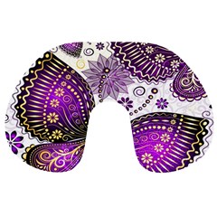 Purple Butterflies, Abstract, Floral, Flowers Travel Neck Pillow by kyorashop23