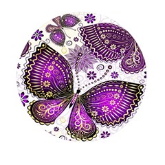 Purple Butterflies, Abstract, Floral, Flowers Mini Round Pill Box by kyorashop23