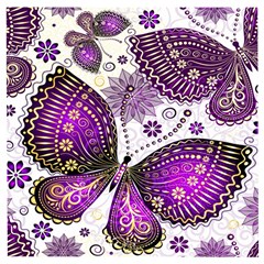 Purple Butterflies, Abstract, Floral, Flowers Wooden Puzzle Square by kyorashop23