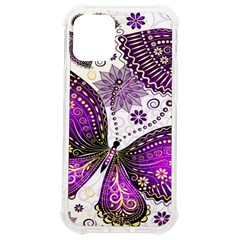 Purple Butterflies, Abstract, Floral, Flowers Iphone 12 Mini Tpu Uv Print Case	