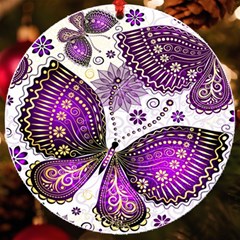 Purple Butterflies, Abstract, Floral, Flowers Uv Print Acrylic Ornament Round by kyorashop23