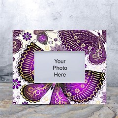 Purple Butterflies, Abstract, Floral, Flowers White Tabletop Photo Frame 4 x6  by kyorashop23