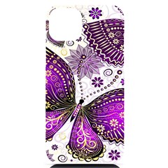 Purple Butterflies, Abstract, Floral, Flowers Iphone 14 Plus Black Uv Print Case by kyorashop23