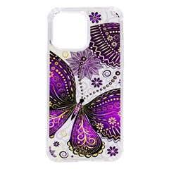 Purple Butterflies, Abstract, Floral, Flowers Iphone 14 Pro Max Tpu Uv Print Case by kyorashop23