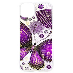 Purple Butterflies, Abstract, Floral, Flowers Iphone 15 Pro Tpu Uv Print Case by kyorashop23