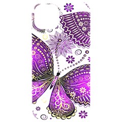 Purple Butterflies, Abstract, Floral, Flowers Iphone 15 Pro Black Uv Print Pc Hardshell Case by kyorashop23