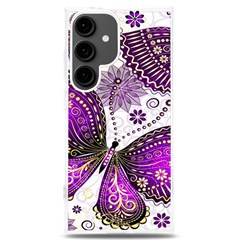 Purple Butterflies, Abstract, Floral, Flowers Samsung Galaxy S24 Plus 6 7 Inch Tpu Uv Case by kyorashop23