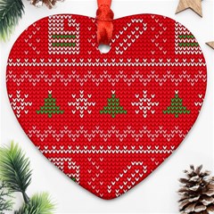 Red Christmas Pattern Xmas Decorations, Christmas Knitted Texture Ornament (heart)