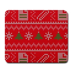 Red Christmas Pattern Xmas Decorations, Christmas Knitted Texture Large Mousepad by kyorashop23