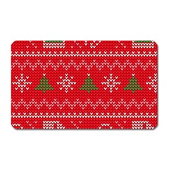 Red Christmas Pattern Xmas Decorations, Christmas Knitted Texture Magnet (rectangular) by kyorashop23