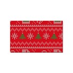 Red Christmas Pattern Xmas Decorations, Christmas Knitted Texture Sticker Rectangular (100 pack) Front