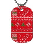 Red Christmas Pattern Xmas Decorations, Christmas Knitted Texture Dog Tag (Two Sides) Back