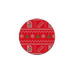 Red Christmas Pattern Xmas Decorations, Christmas Knitted Texture Golf Ball Marker (4 Pack) by kyorashop23