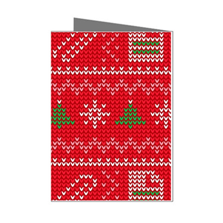 Red Christmas Pattern Xmas Decorations, Christmas Knitted Texture Mini Greeting Cards (Pkg of 8)