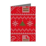 Red Christmas Pattern Xmas Decorations, Christmas Knitted Texture Mini Greeting Cards (Pkg of 8) Right