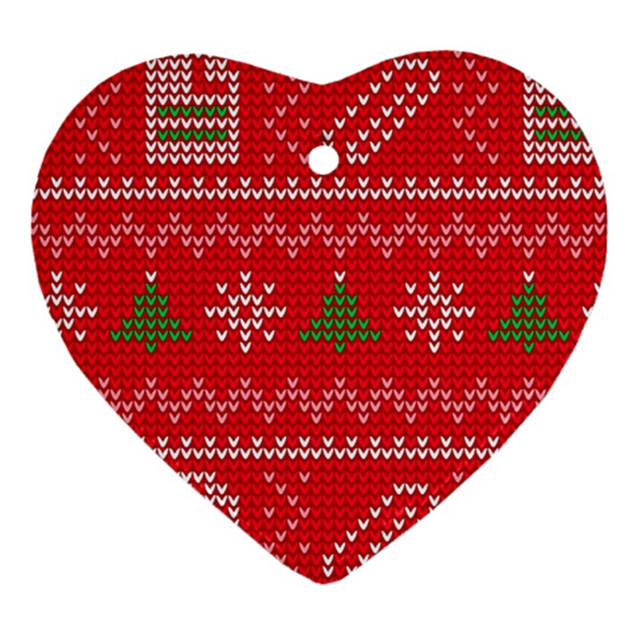 Red Christmas Pattern Xmas Decorations, Christmas Knitted Texture Heart Ornament (Two Sides)