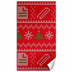 Red Christmas Pattern Xmas Decorations, Christmas Knitted Texture Canvas 40  X 72  by kyorashop23