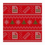 Red Christmas Pattern Xmas Decorations, Christmas Knitted Texture Medium Glasses Cloth Front