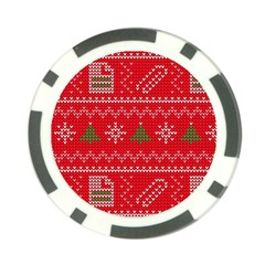 Red Christmas Pattern Xmas Decorations, Christmas Knitted Texture Poker Chip Card Guard by kyorashop23