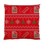 Red Christmas Pattern Xmas Decorations, Christmas Knitted Texture Standard Cushion Case (One Side) Front