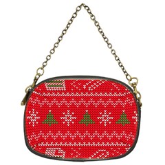 Red Christmas Pattern Xmas Decorations, Christmas Knitted Texture Chain Purse (one Side) by kyorashop23